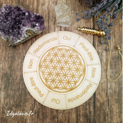 Plaque pendule simple Fleur de Vie en tilleul