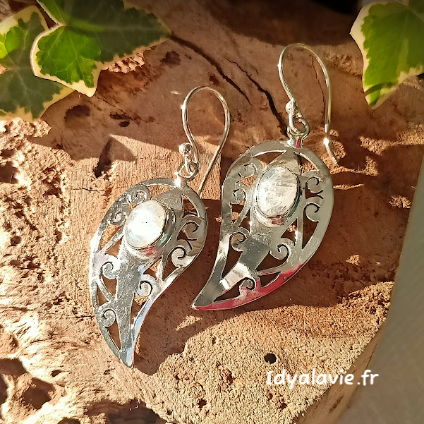 Boucles d'oreilles Cachemire Pierre de lune