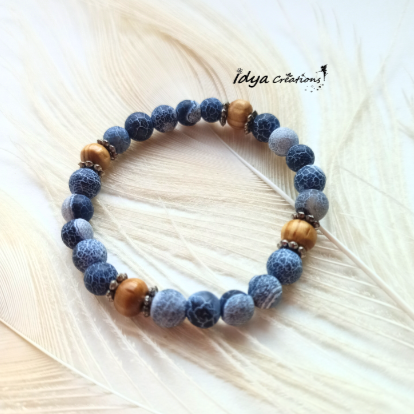 Bracelet Enfant Agate araignée et bois