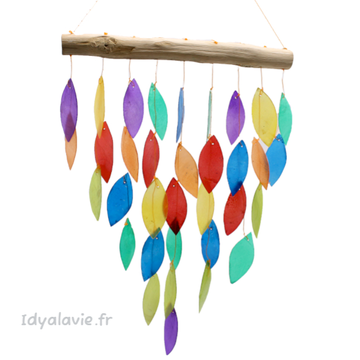 Carillon Bois flotté Feuilles multicolore