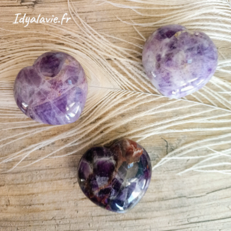 Améthyste chevron cœur 4cm