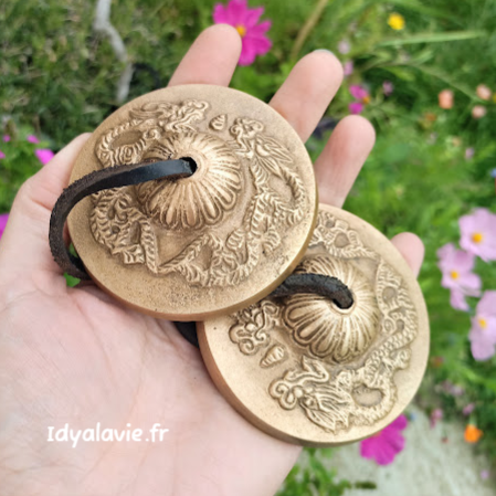 Paire de Tingshas 7,5 cm " Dragons "