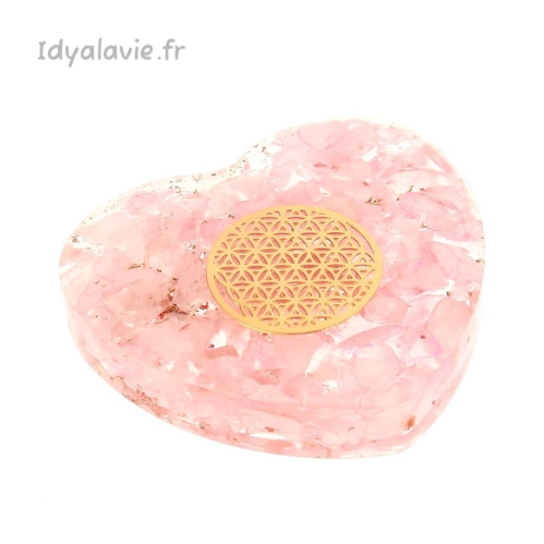 Orgonite cœur Quartz Rose 5cm