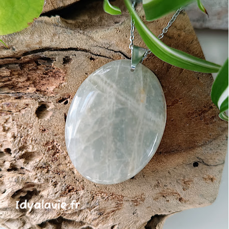 Pendentif pierre plate ovale Pierre de lune
