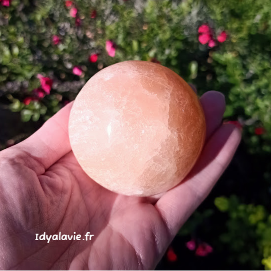 Sphère Sélénite orange  70-80 mm