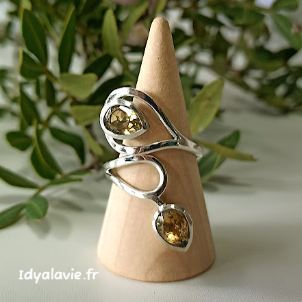 Bague double entrelacs argent Citrine