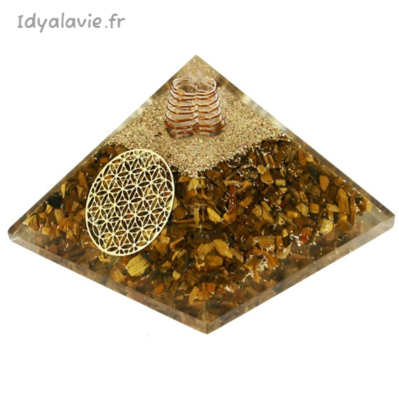 Orgonite pyramide Œil de tigre 7,5cm