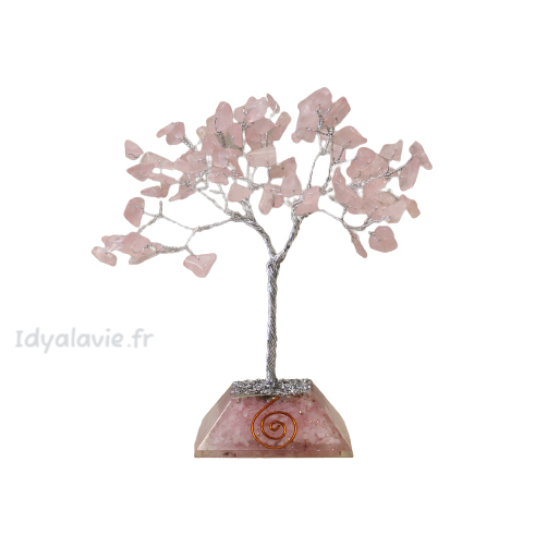 Arbre à gemmes quartz rose 80 pierres base orgonite