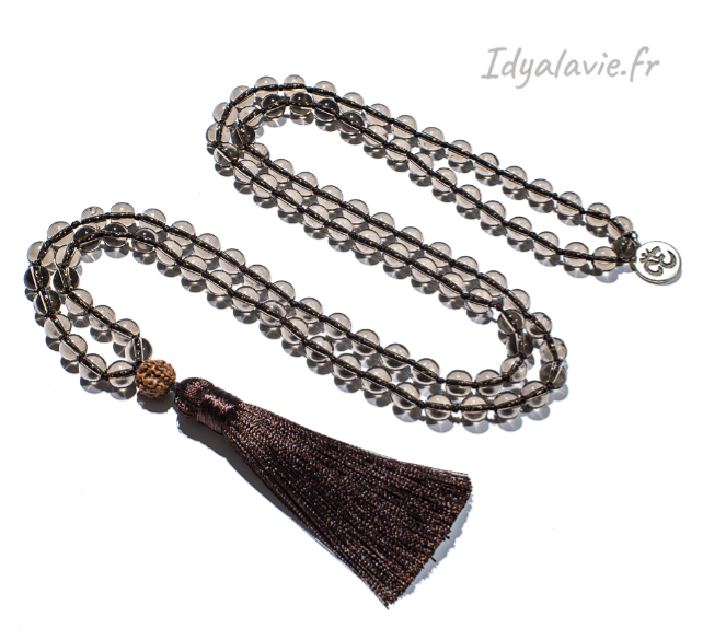 Mala en pierres de Quartz Fumé