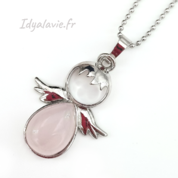 Pendentif petit ange Quartz Rose