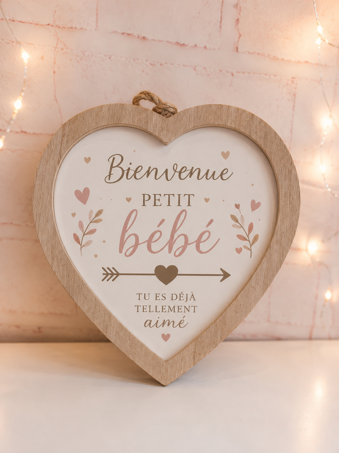 Cadre cœur en bois 12x12cm