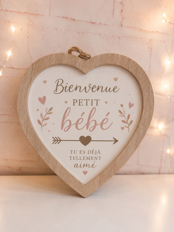 Cadre cœur en bois 12x12cm