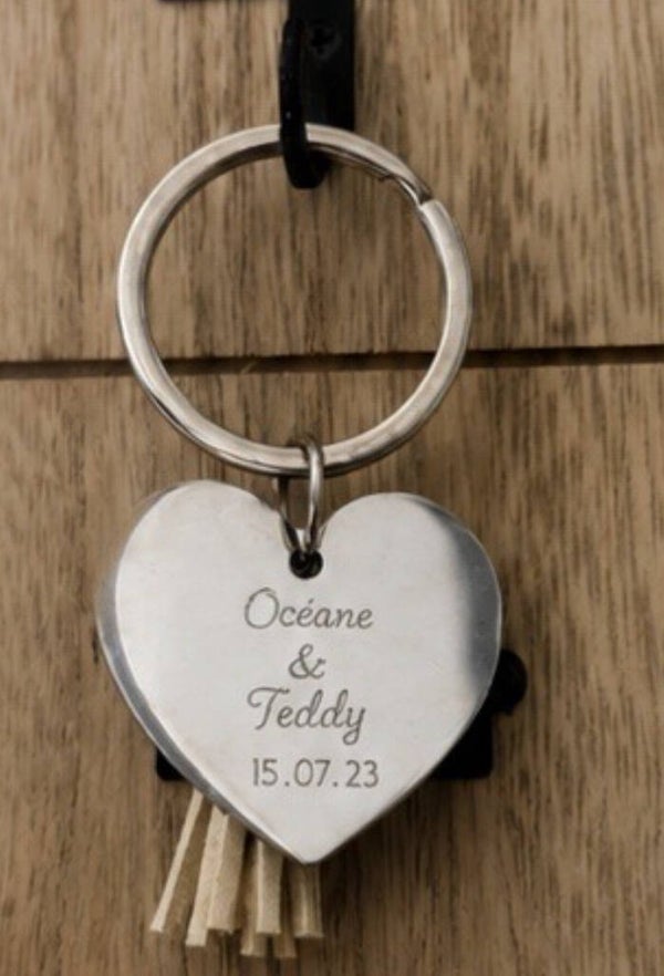 Porte-clefs En acier inoxydable cœur