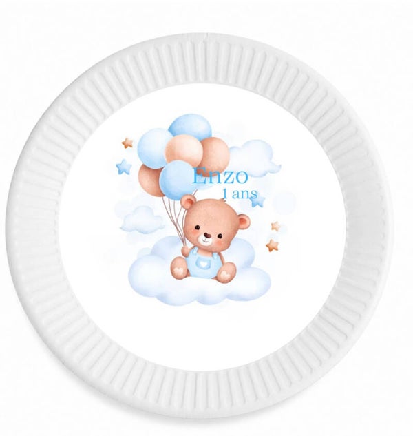Assiette en carton, personnalisé au thème de votre choix