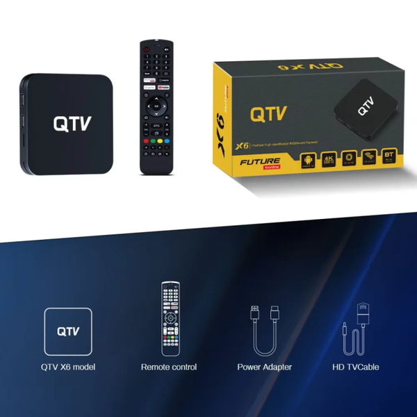 QTV X6 Android TV Box | 4K Streaming, Allwinner H618, Android 12, Dual-Band Wi-Fi