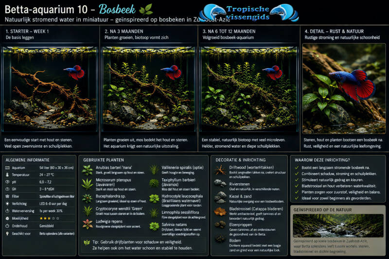 Voorbeeld van een Betta splendens-aquarium.