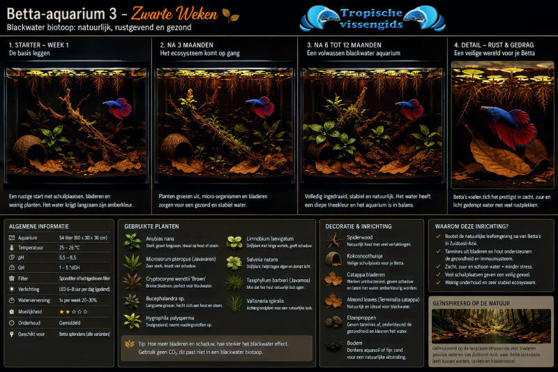 Voorbeeld van een Betta splendens-aquarium.