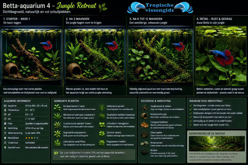 Voorbeeld van een Betta splendens-aquarium.