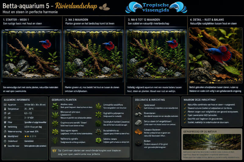 Voorbeeld van een Betta splendens-aquarium.