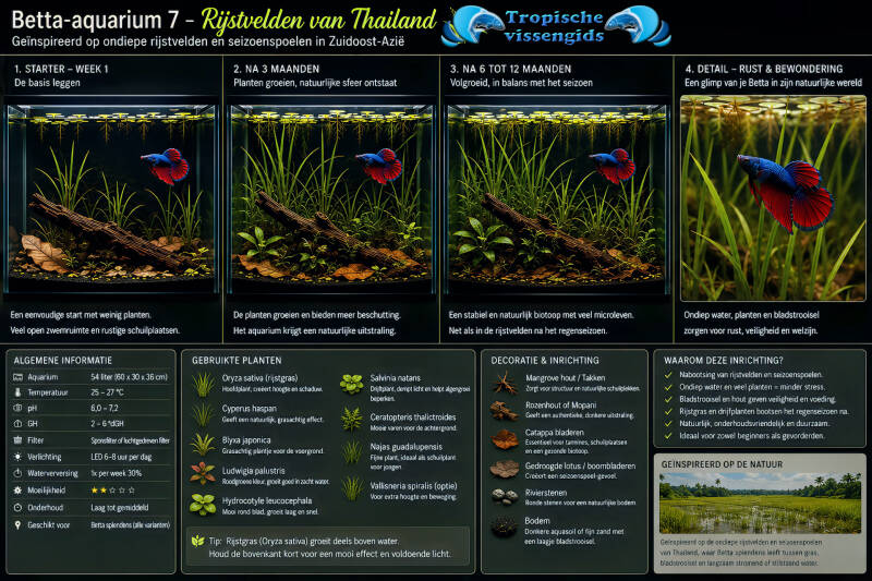 Voorbeeld van een Betta splendens-aquarium.