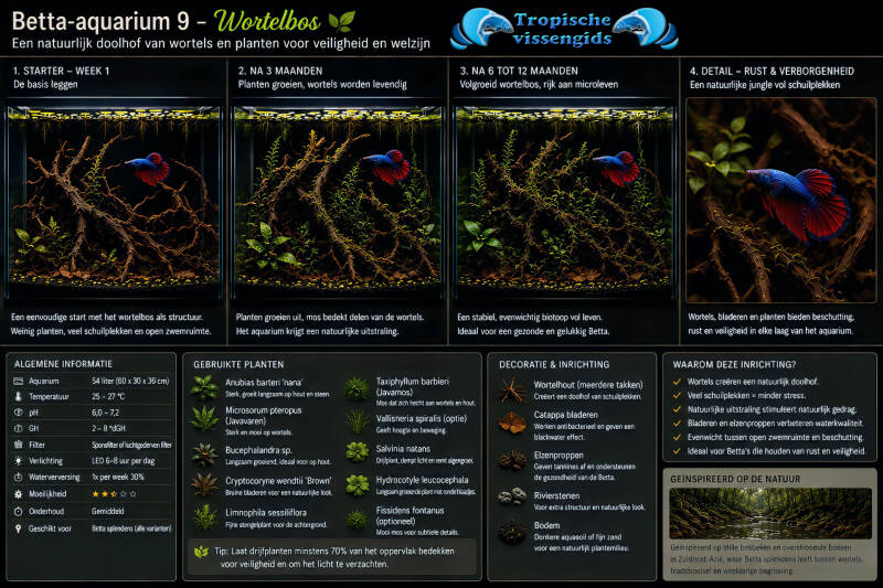 Voorbeeld van een Betta splendens-aquarium.