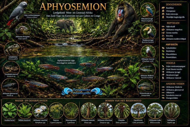 Leefgebied van de Aphyosemion soorten.