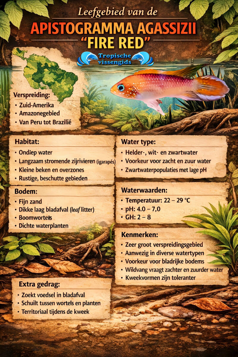 Leefomgeving van de Apistogramma agassizii fire red.