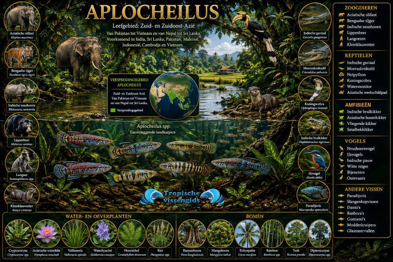 Leefgebied van de Aplocheilus soorten.