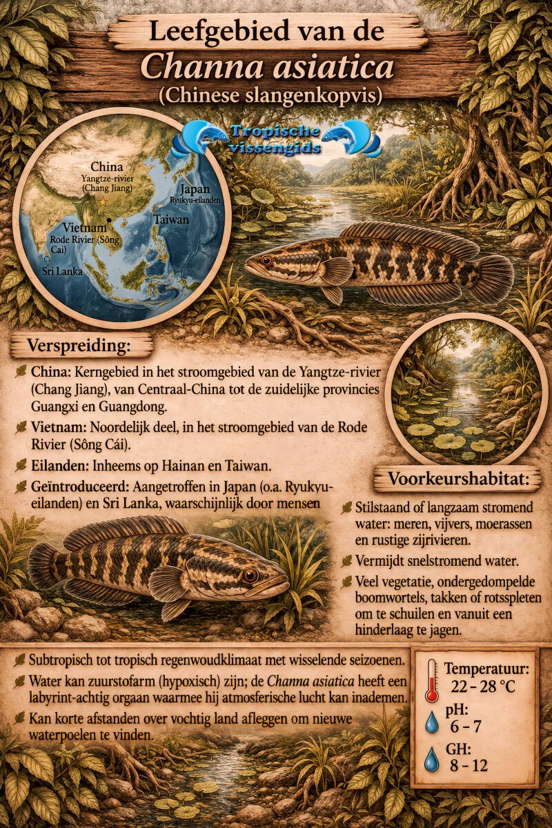 Leefomgeving van de Channa asiatica.
