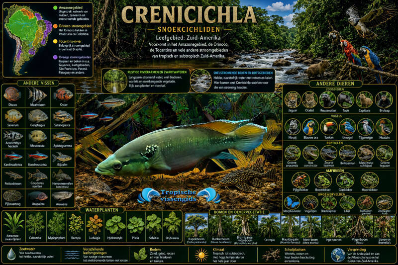 Leefgebied van de Crenicichla soorten.