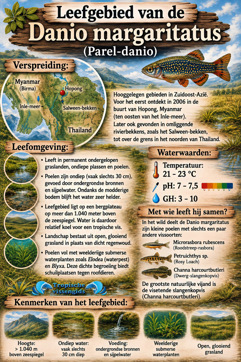 Leefomgeving van de Danio margaritatus.