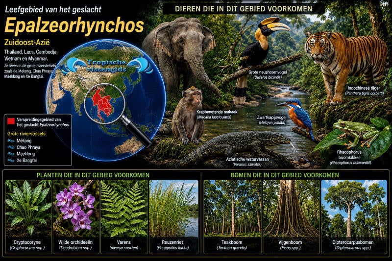Leefgebied van de Epalzeorhynchos soorten.