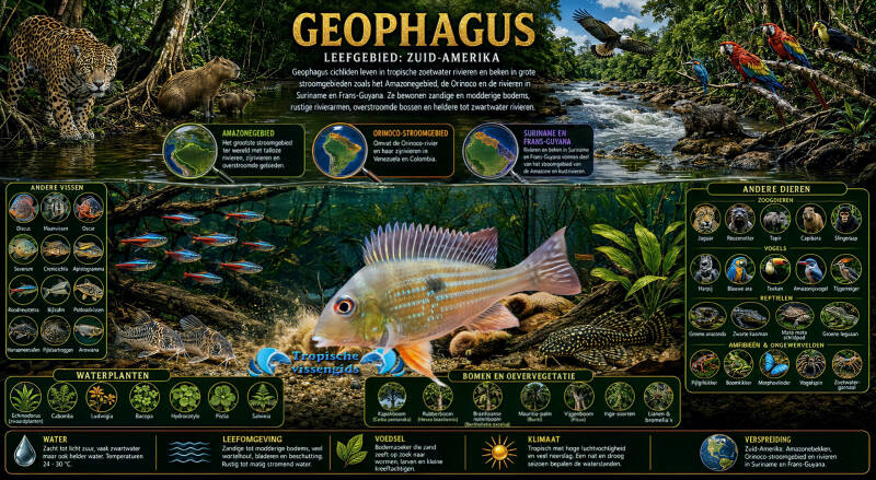 Leefgebied van de Geophagus soorten.