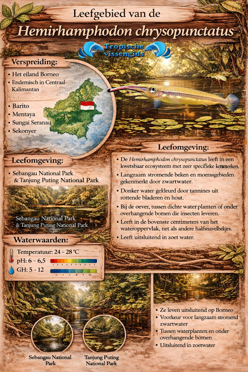 Leefomgeving van de Hemirhamphodon chrysopunctatus.