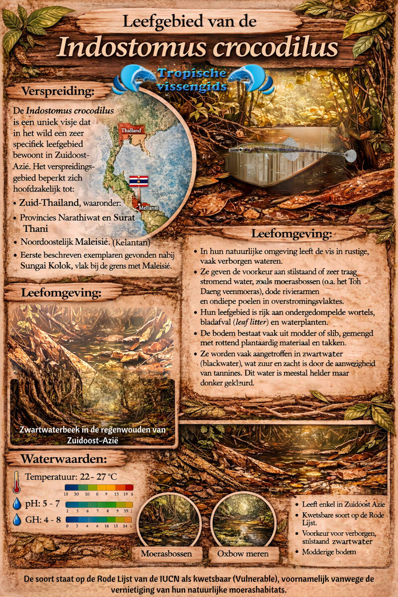 Leefomgeving van de Indostomus crocodilus.
