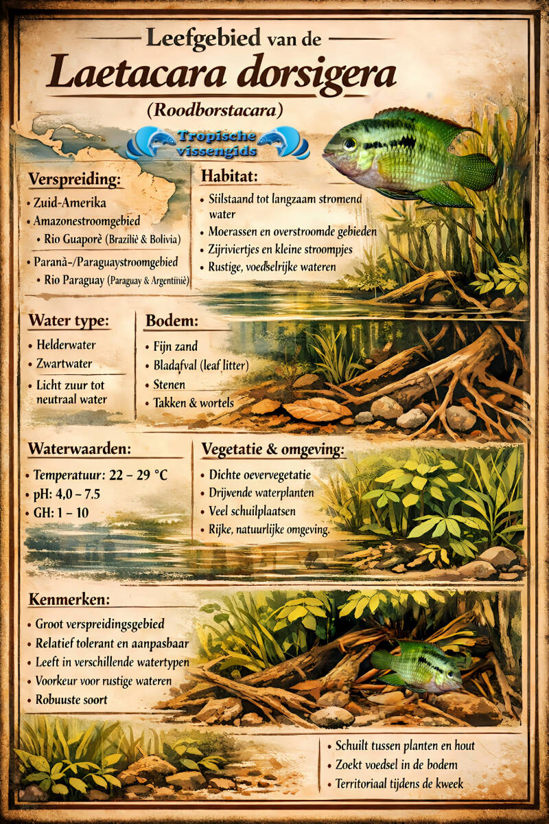 Leefomgeving van de Laetacara dorsigera.