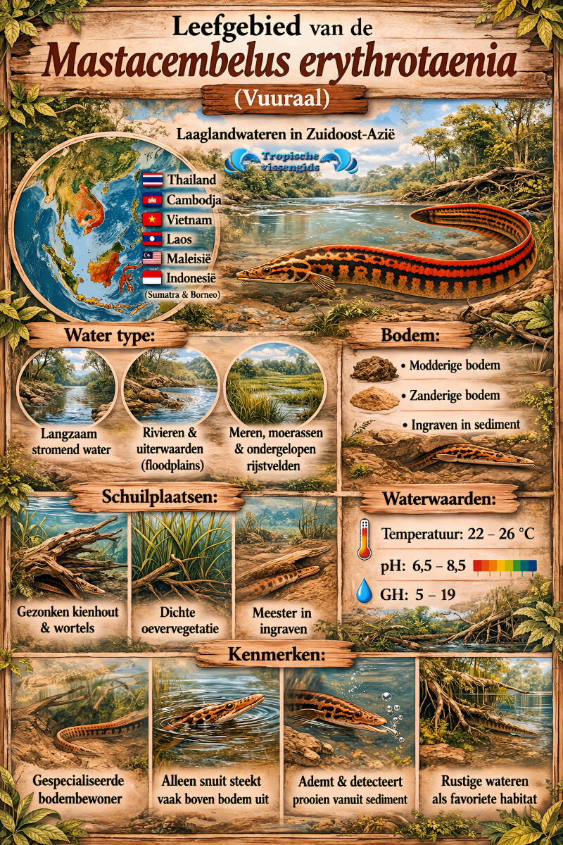 Leefomgeving van de Mastacembelus erythrotaenia.