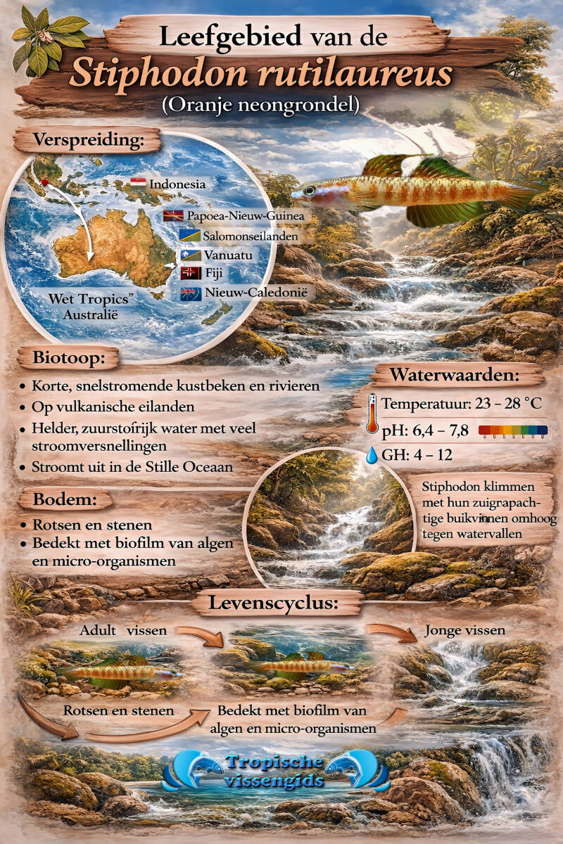 Leefomgeving van de Stiphodon rutilaureus.