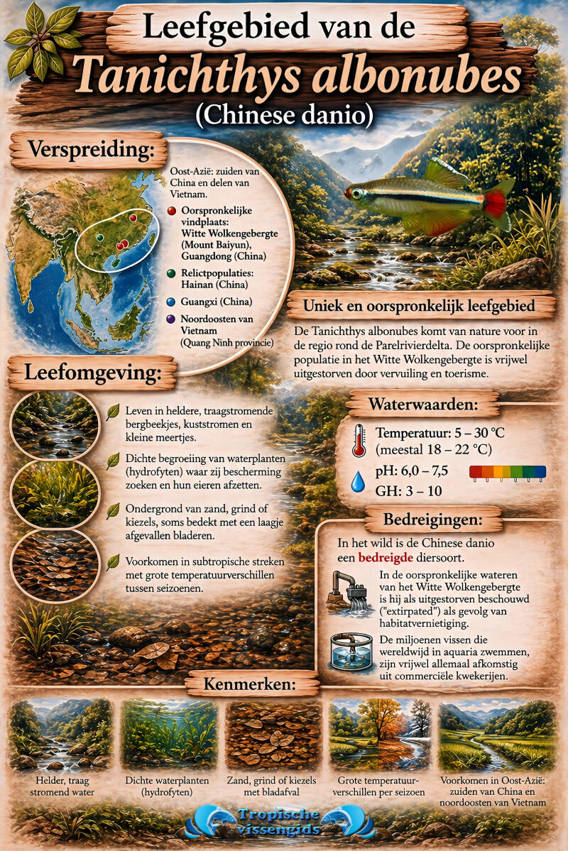 Leefomgeving van de Tanichthys albonubes.