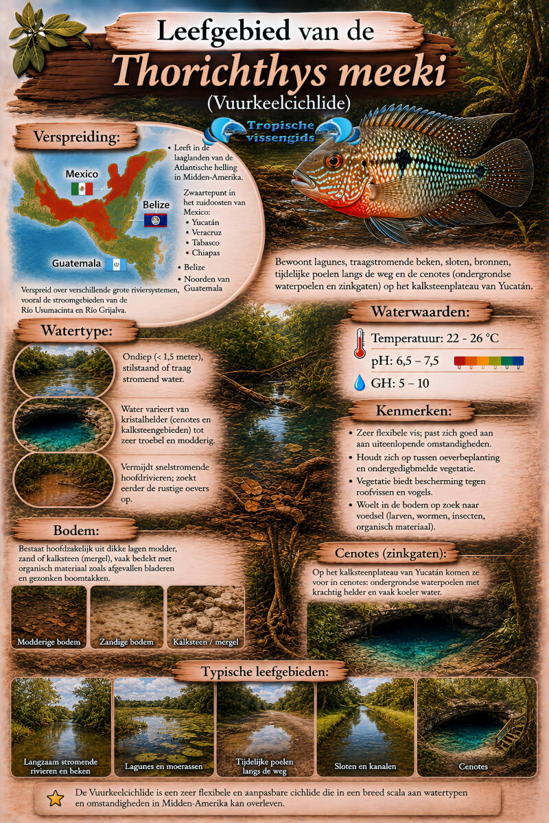 Leefgebied van de Thorichthys meeki.