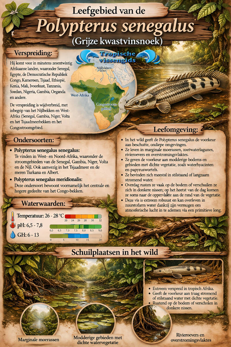 Leefomgeving van de Polypterus senegalus.