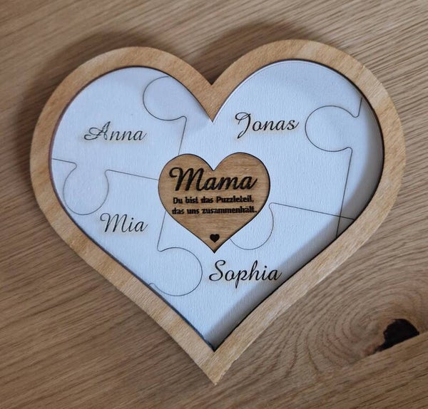 Muttertag Geschenk Puzzelteile Herz