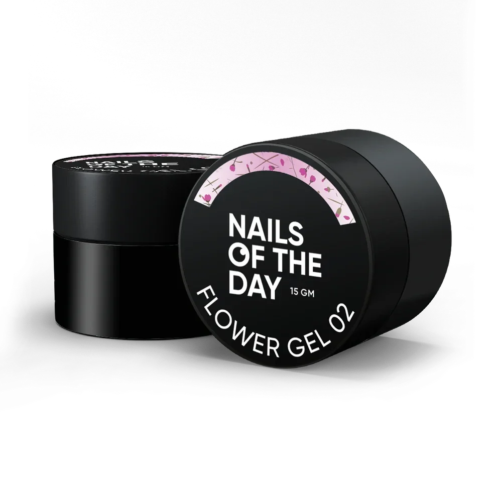 NAILSOFTHEDAY Build gel Flower 02 — pink building gel with dry flowers for nails