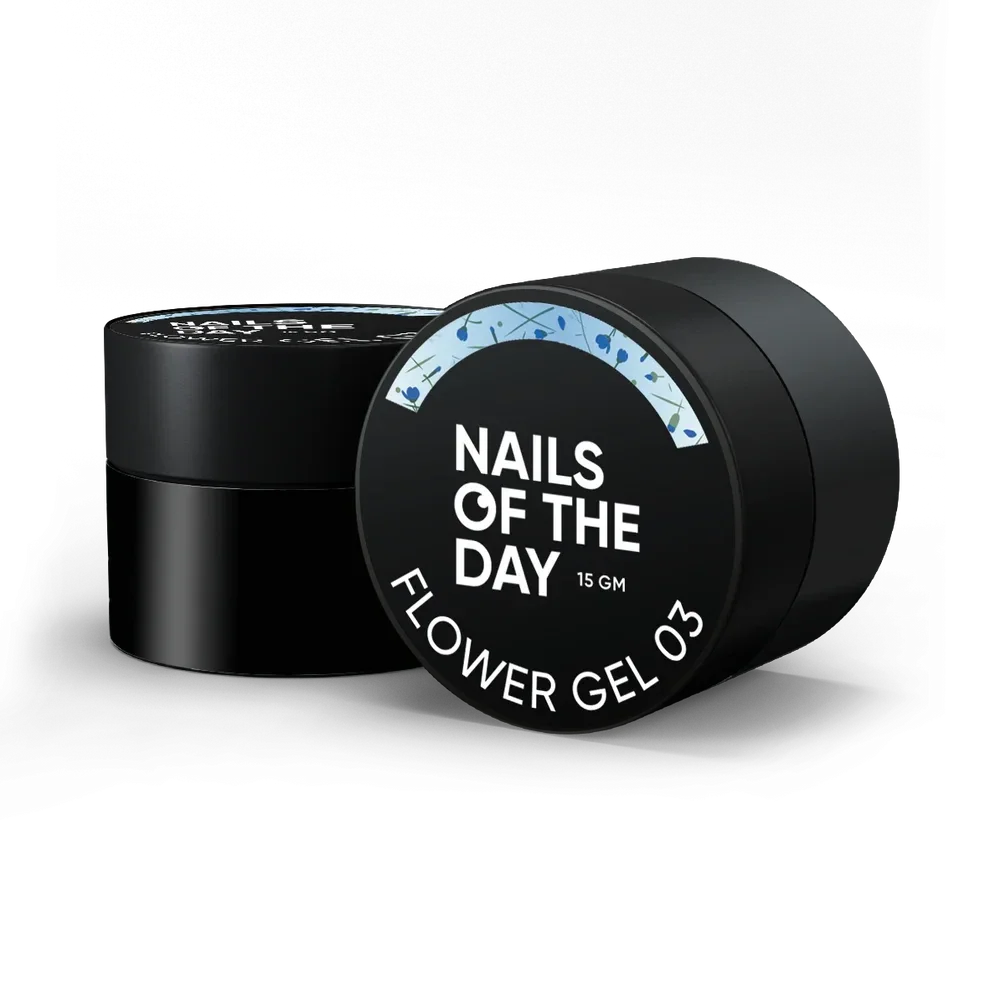 NAILSOFTHEDAY Build gel Flower 03 — blue building gel with dry flowers for nails