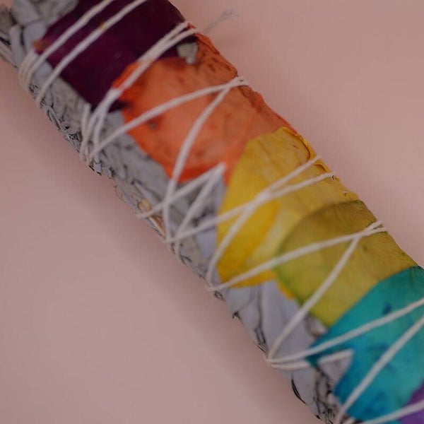 7 Chakra White Sage with Rose Petals Smudge Stick