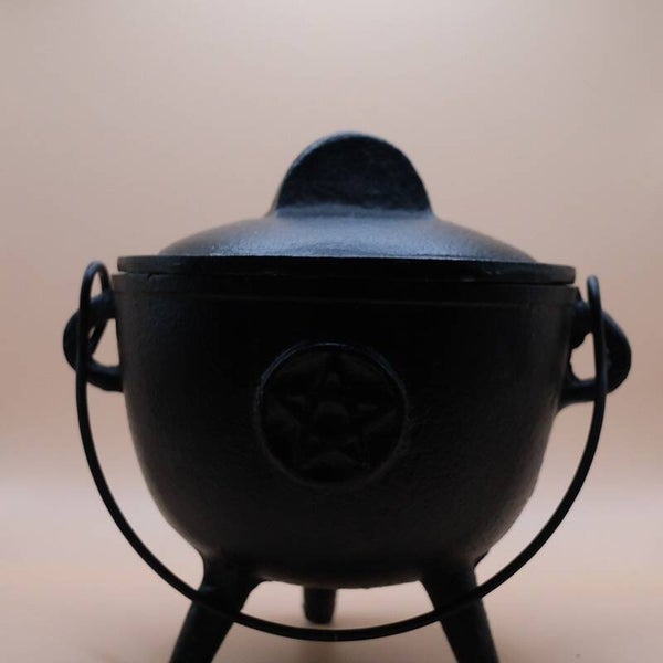 Cast Iron Pentagram Cauldron Incense Burner