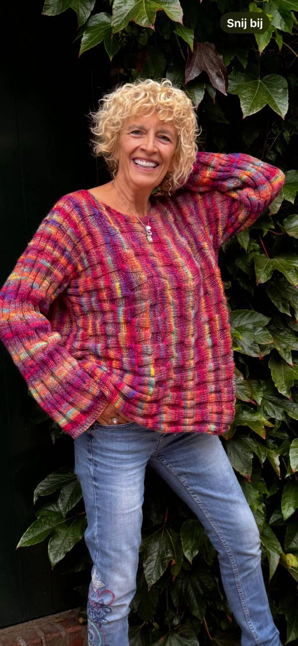 Gekleurde trui in cool merino