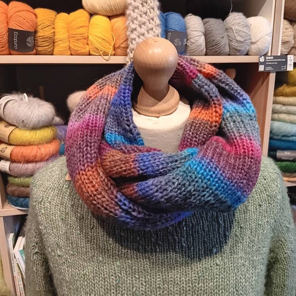 Sjaal Blauw Oranje Grijze