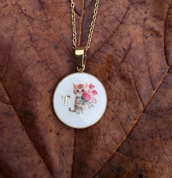 Gepersonaliseerde ketting met afbeelding en initiaal