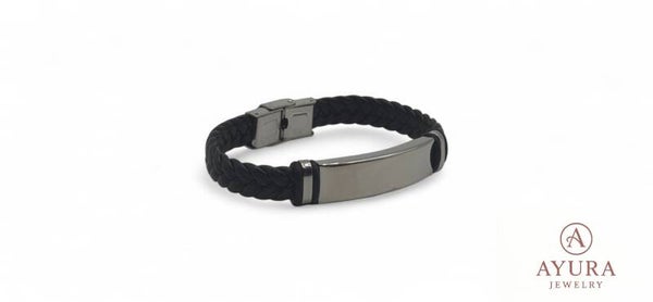 Leren heren armband met roestvrijstalen details – Stoer en modern